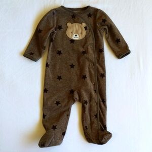 child of mine by carter's bear face fleece snap footie sleeper pajamas 6 months